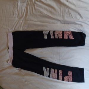 Black and pink leggings with sequins by PINK, size XS
